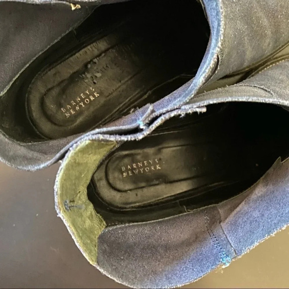 Barney’s New York Blue Suede Distressed Slip On Booties Size 7 Euro 37.5 Boots - Picture 13 of 14